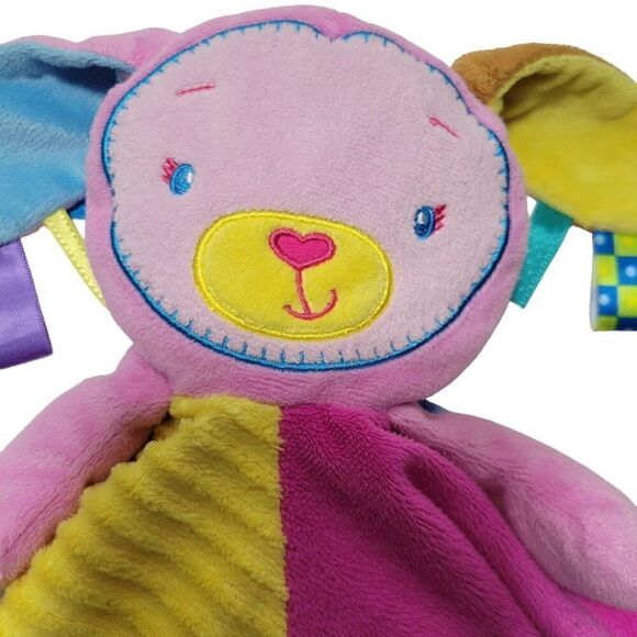 Taggies Baby Lovey Bunny Rabbit Patchkin Pals Security Blanket Plush Toy 14x14 - Picture 5 of 13